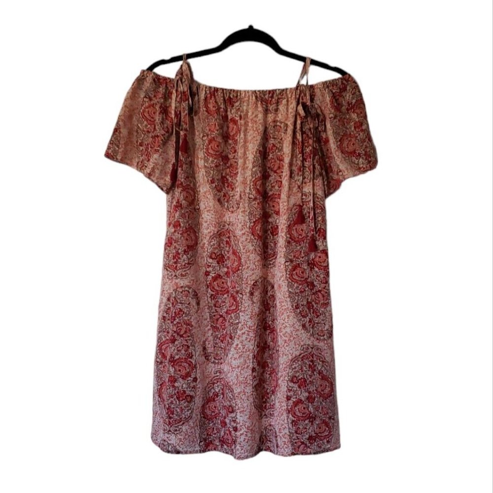 Madewell Silk Cold-Shoulder Women's Dress in Watercolor Paisley Print Size M - Picture 6 of 16
